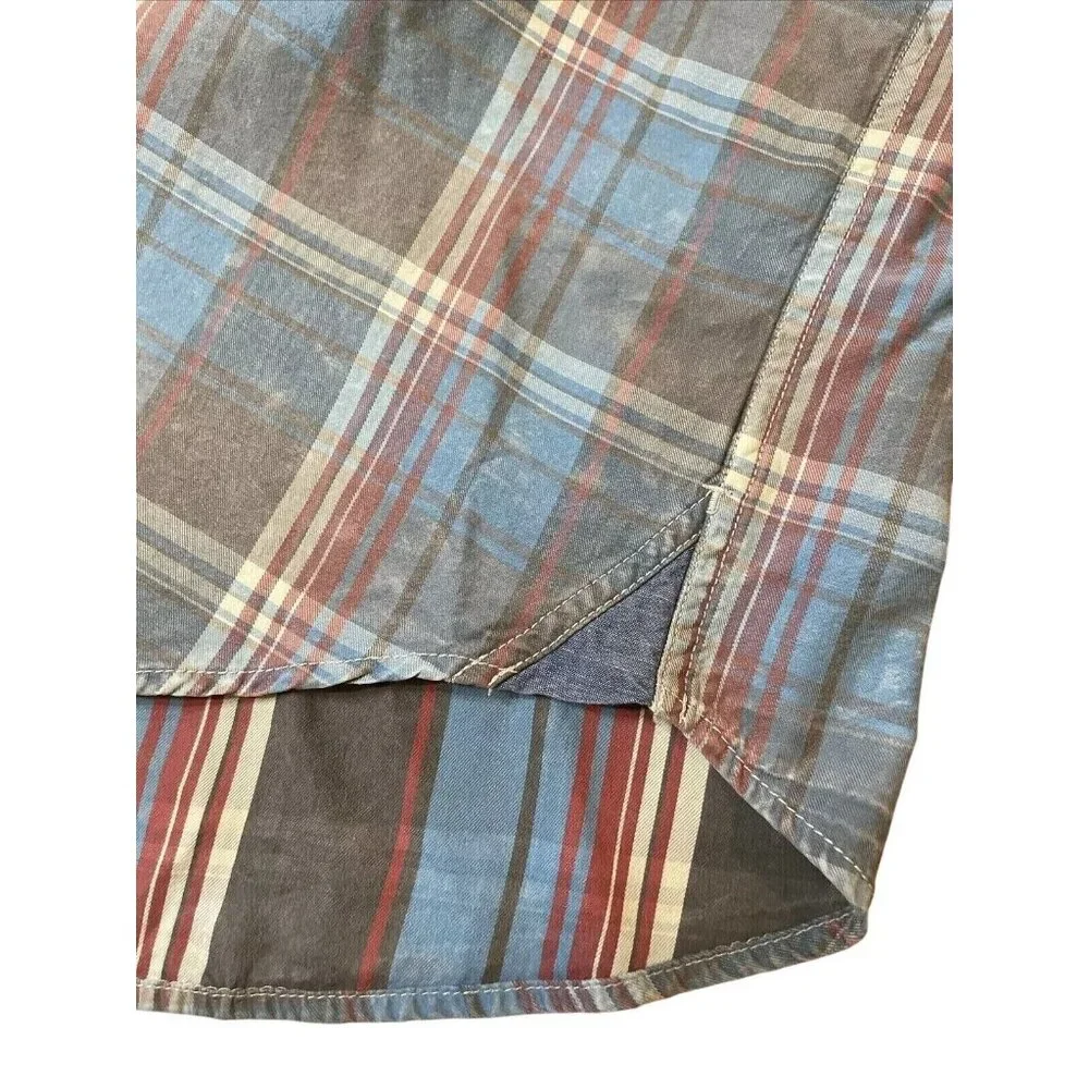 Tommy Bahama Men's XLT Fog Gray Distressed Fresno Plaid Reverse Print Shirt - Picture 5 of 10